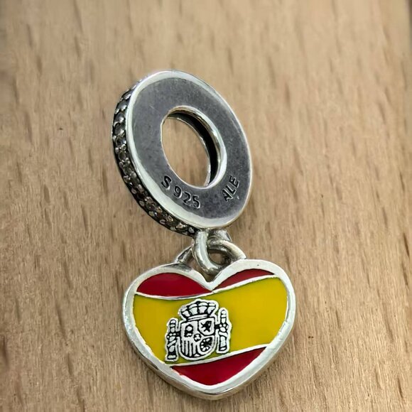 Pandora Spain Flag pendant, S925 Silver Bracelets - Picture 1 of 4